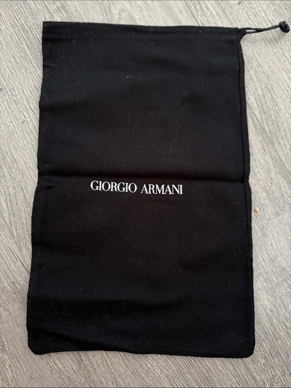 Authentic New Giorgio Armani Black Logo Drawstring Pouch Dust Bag sz 14/9